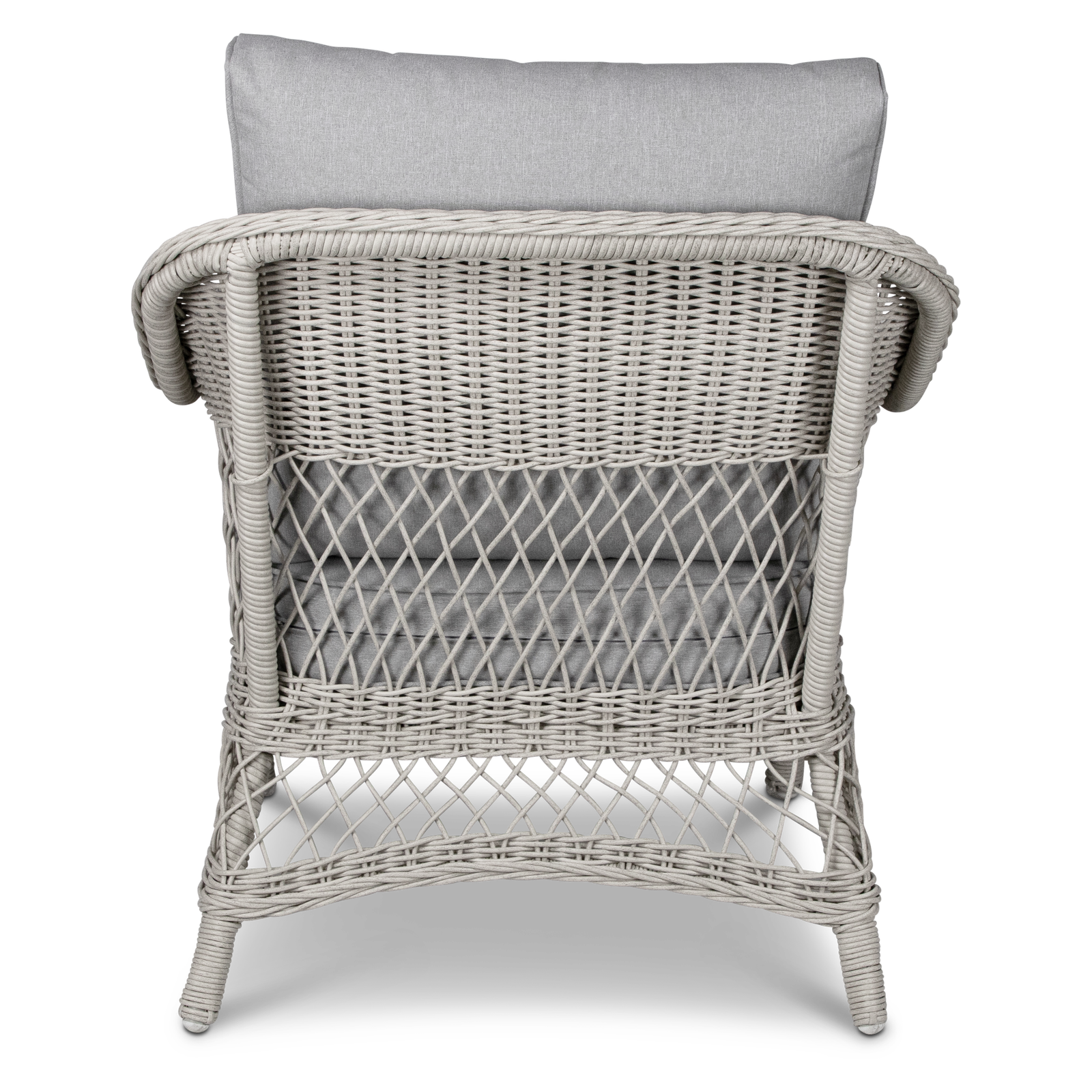 Hamptons Outdoor Wicker Armchair in Surfmist Wicker and Dune Spunpoly Cushions - The Furniture Shack