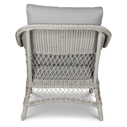 Hamptons Outdoor Wicker Armchair in Surfmist Wicker and Dune Spunpoly Cushions - The Furniture Shack
