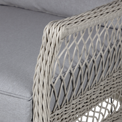 Hamptons Outdoor Wicker Armchair in Surfmist Wicker and Dune Spunpoly Cushions - The Furniture Shack