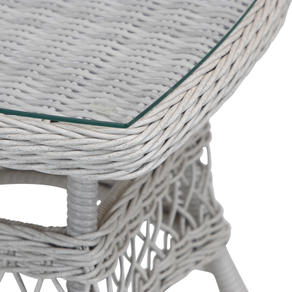 Hamptons Side Table in Surfmist Wicker with Glass Top - The Furniture Shack