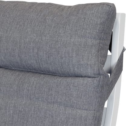 San Sebastian Reclining Dining Chair in Arctic White and Platinum Olefin Cushions