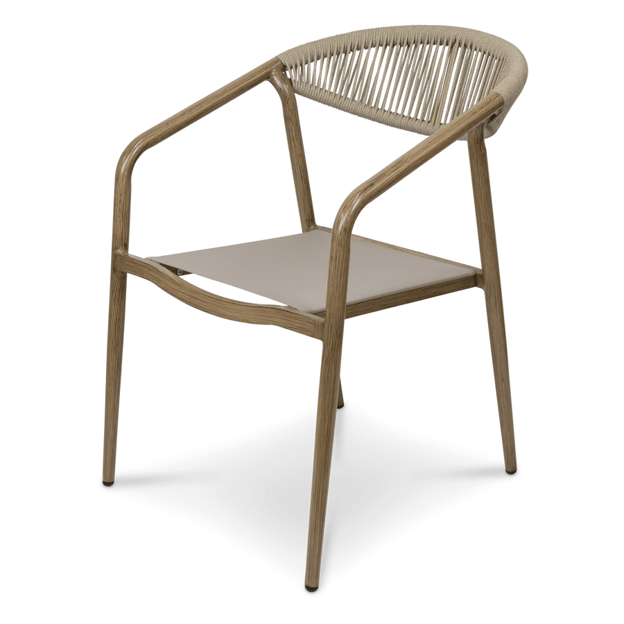 Amalfi Dining Chair in Eco Olefin Rope, Aluminium Frame and Taupe Textilene