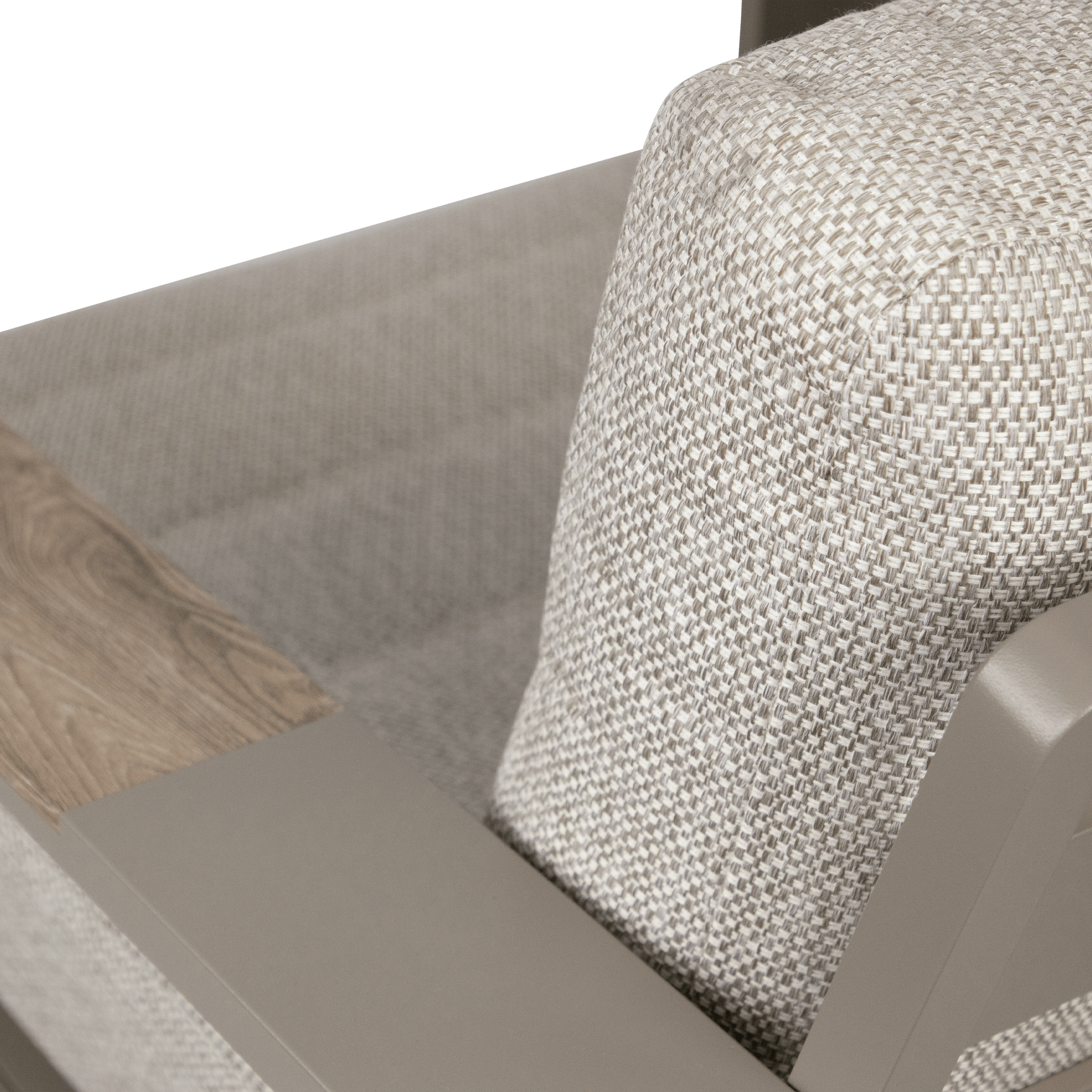 Positano Corner Lounge in Taupe, Polywood Inset with Latte Check Spun Polyester Cushions