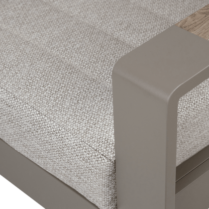 Positano Corner Lounge in Taupe, Polywood Inset with Latte Check Spun Polyester Cushions