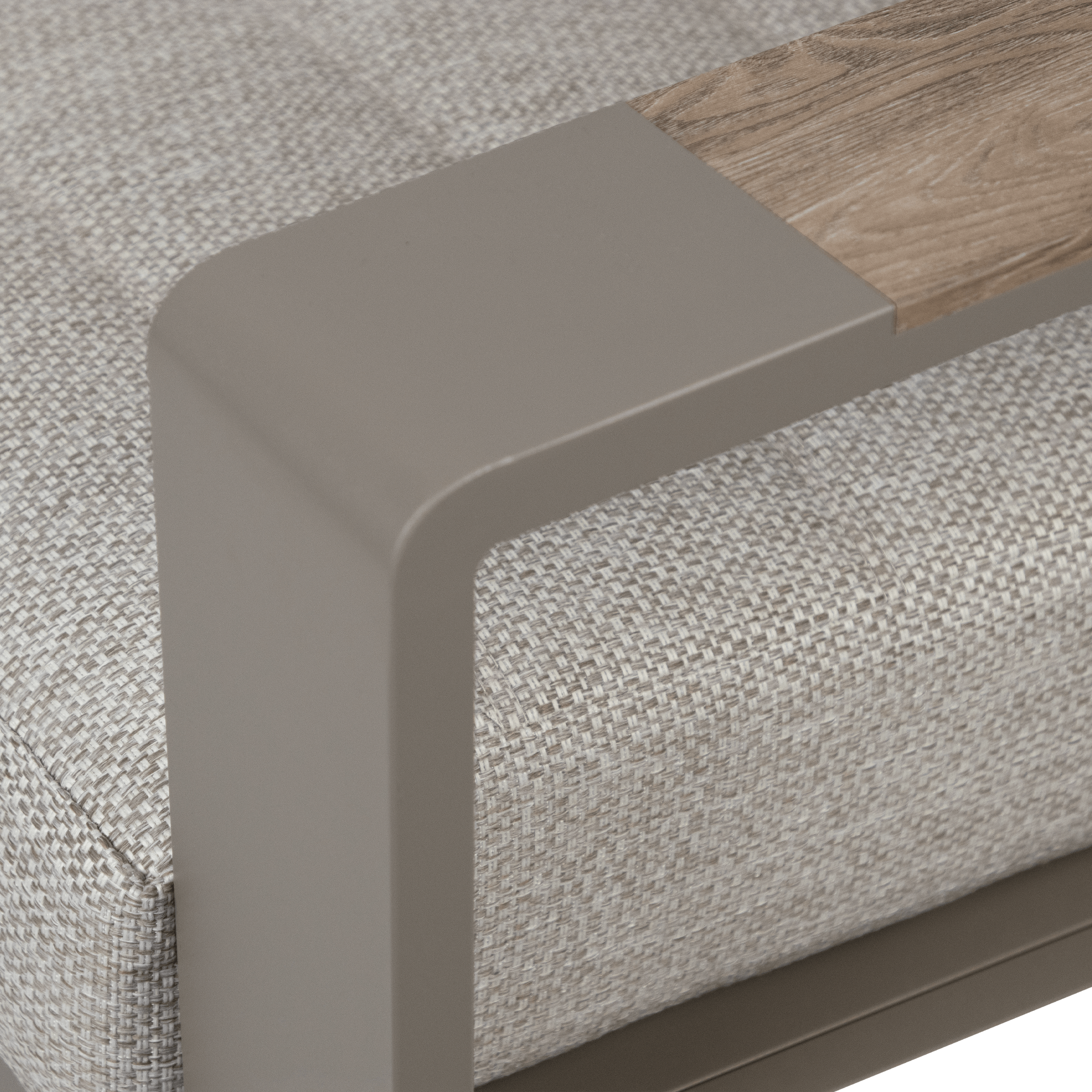 Positano Corner Lounge in Taupe, Polywood Inset with Latte Check Spun Polyester Cushions