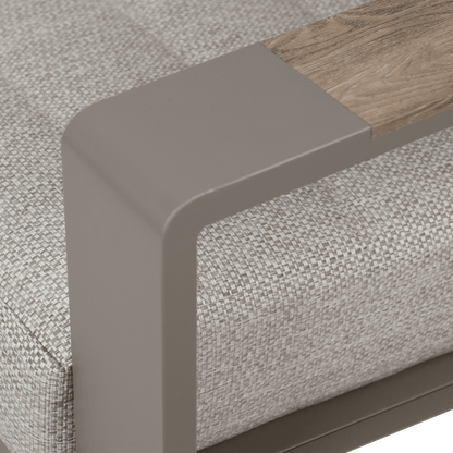 Positano Corner Lounge in Taupe, Polywood Inset with Latte Check Spun Polyester Cushions