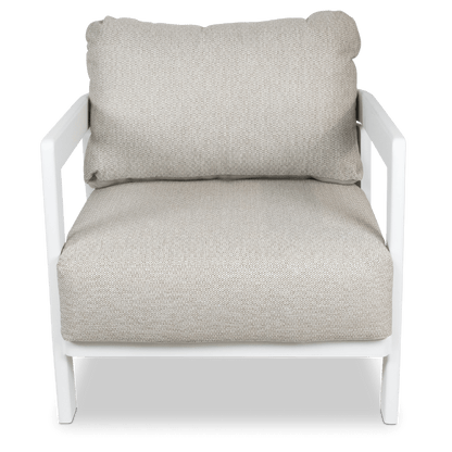 Escape & Ravello Occasional Set in Arctic White with Latte Check Spun Polyester Cushions