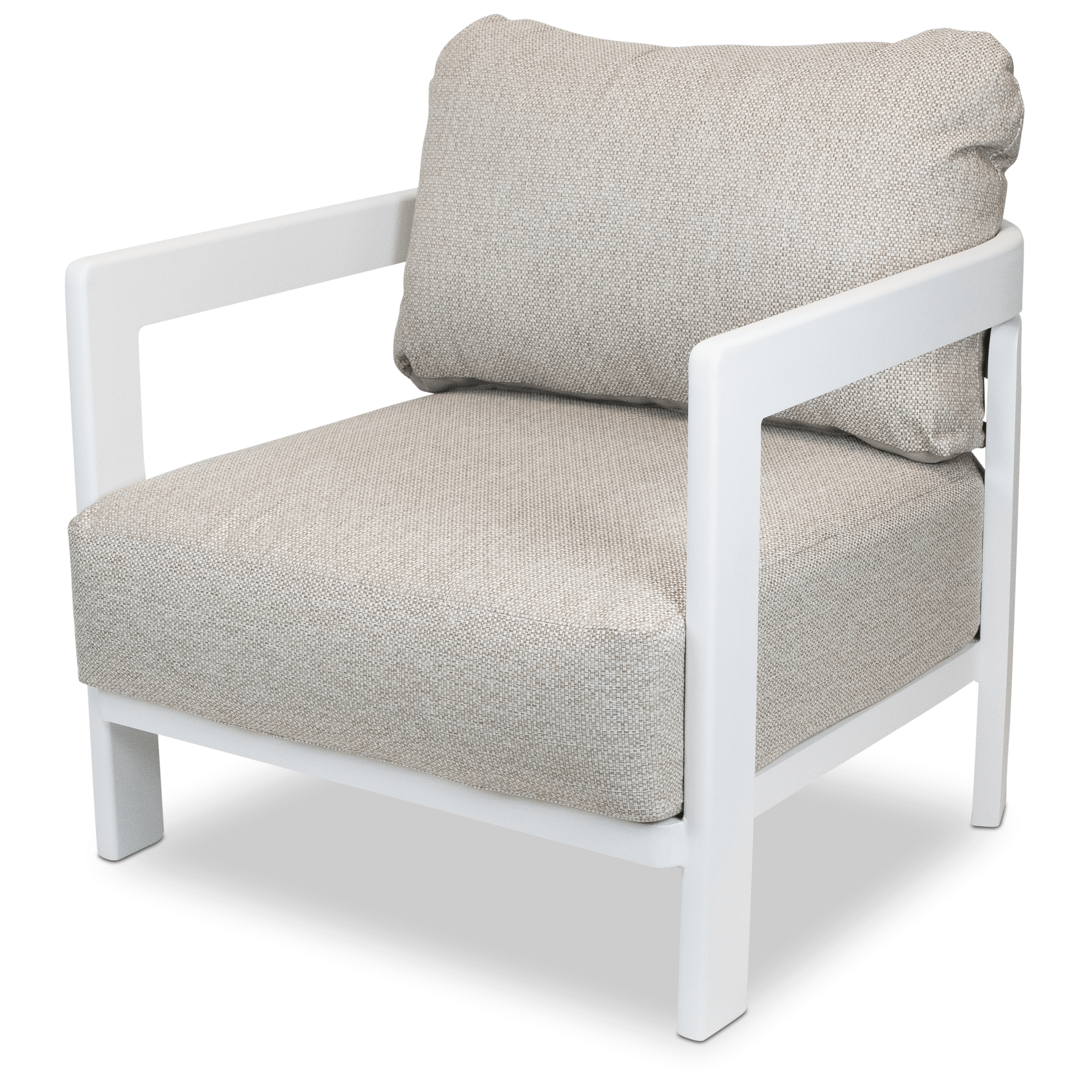 Escape & Ravello Occasional Set in Arctic White with Latte Check Spun Polyester Cushions