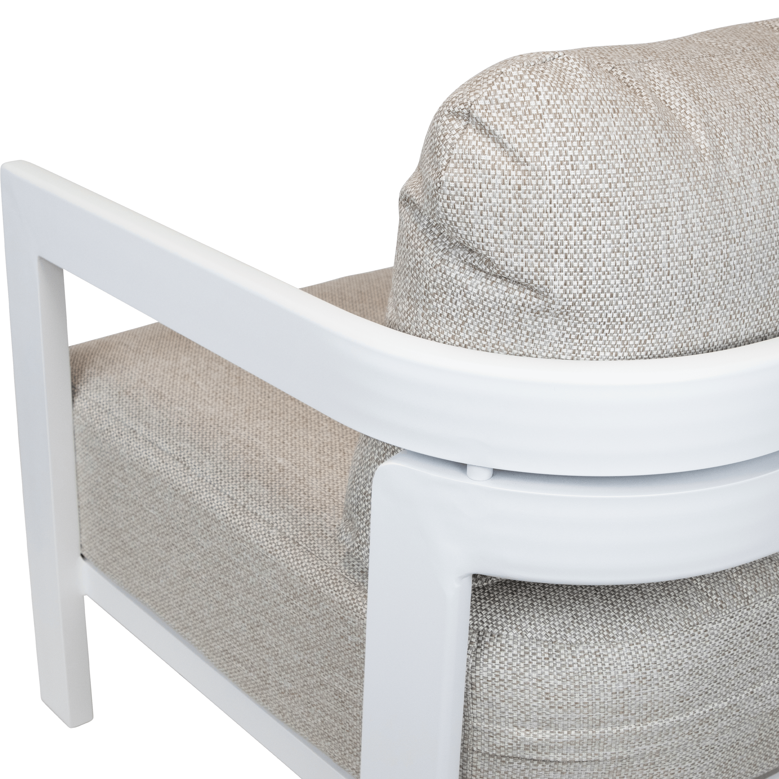 Escape & Ravello Occasional Set in Arctic White with Latte Check Spun Polyester Cushions