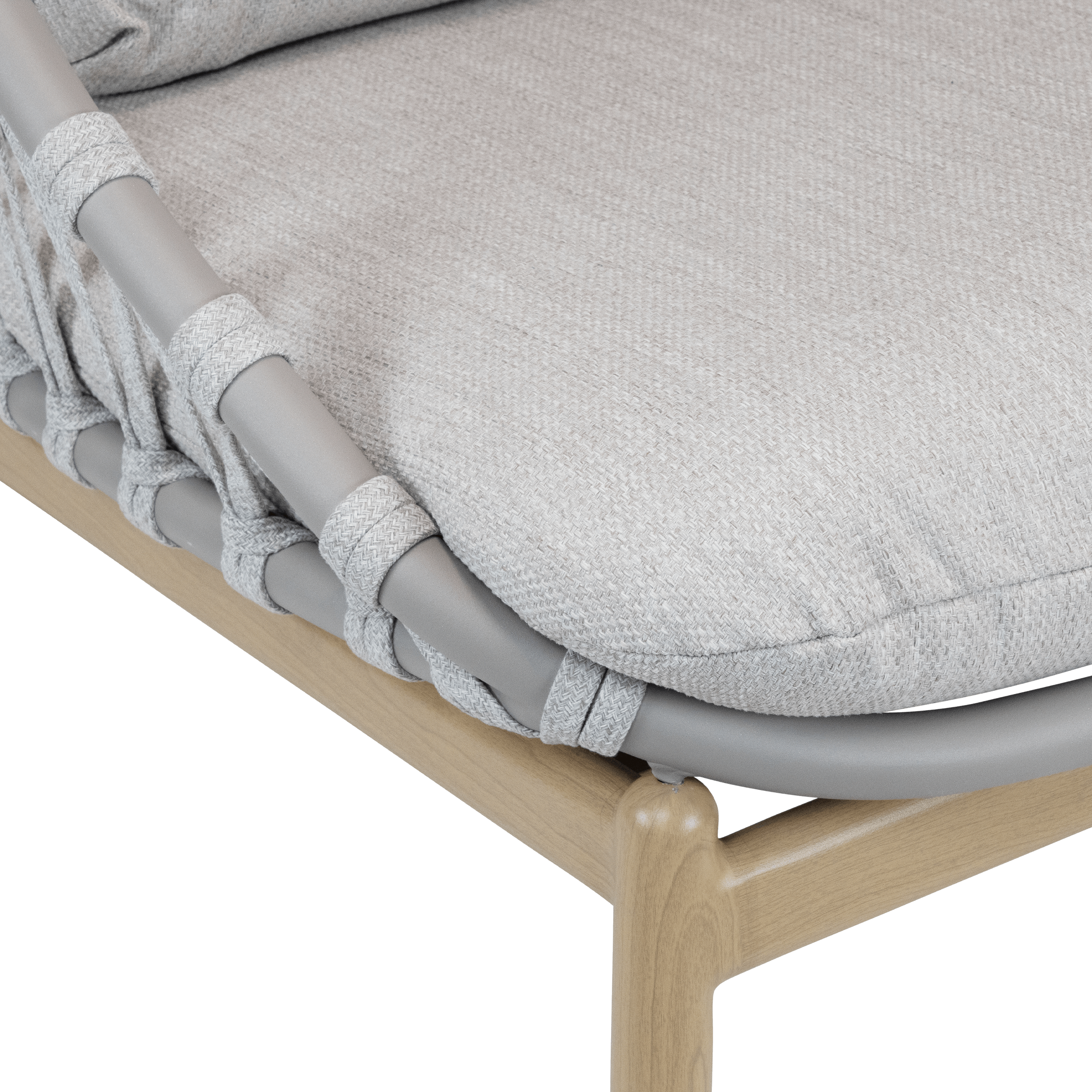 Siesta 3 seater with Coffee Table, Mist Olefin Rope, Icelandic Salt Cushions and Aluminium Frame