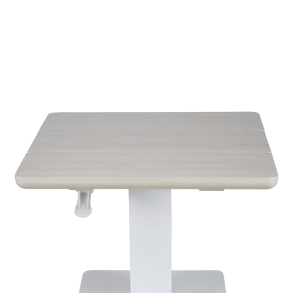 Georgia Adjustable Side Table in Arctic White Aluminium with Timber Look Top