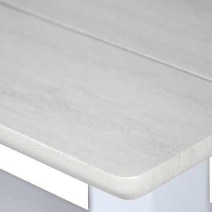 Georgia Adjustable Coffee Table in Arctic White Aluminium with Timber Look Top