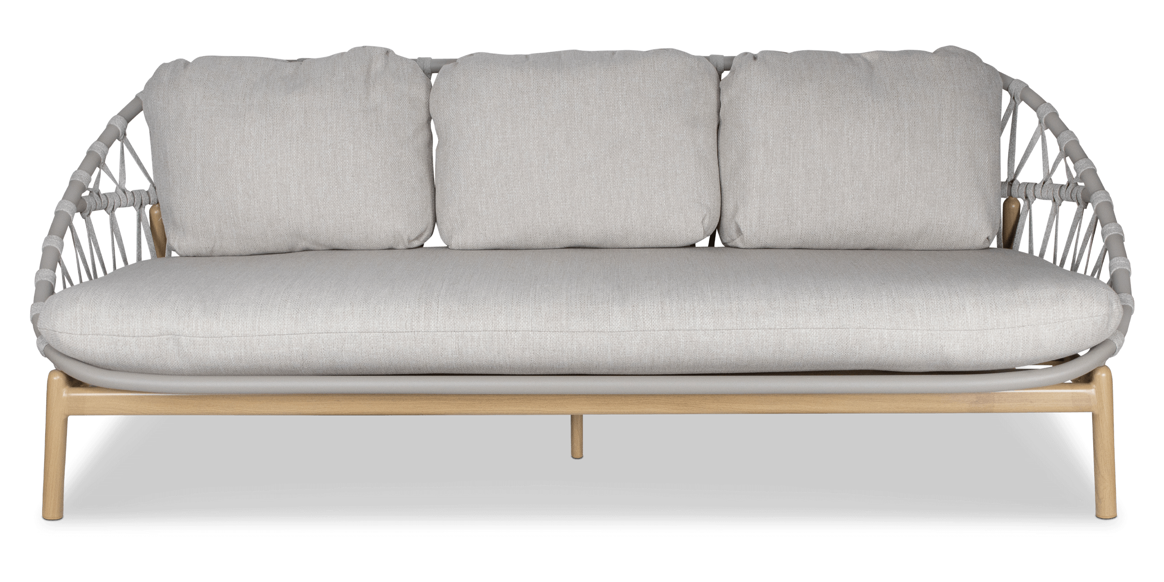 Siesta 3 seater with Coffee Table, Mist Olefin Rope, Icelandic Salt Cushions and Aluminium Frame