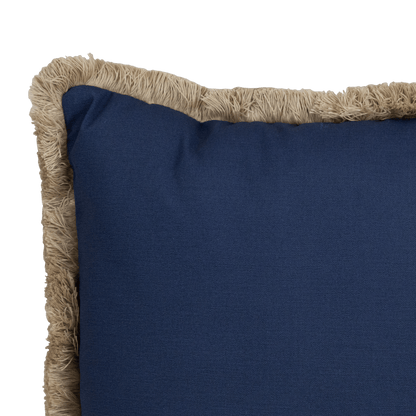 Tahiti Navy - 30x50cm Fringed Outdoor Cushion