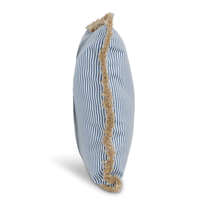 Tahiti Marine Stripe - 50x50cm Fringed Outdoor Cushion
