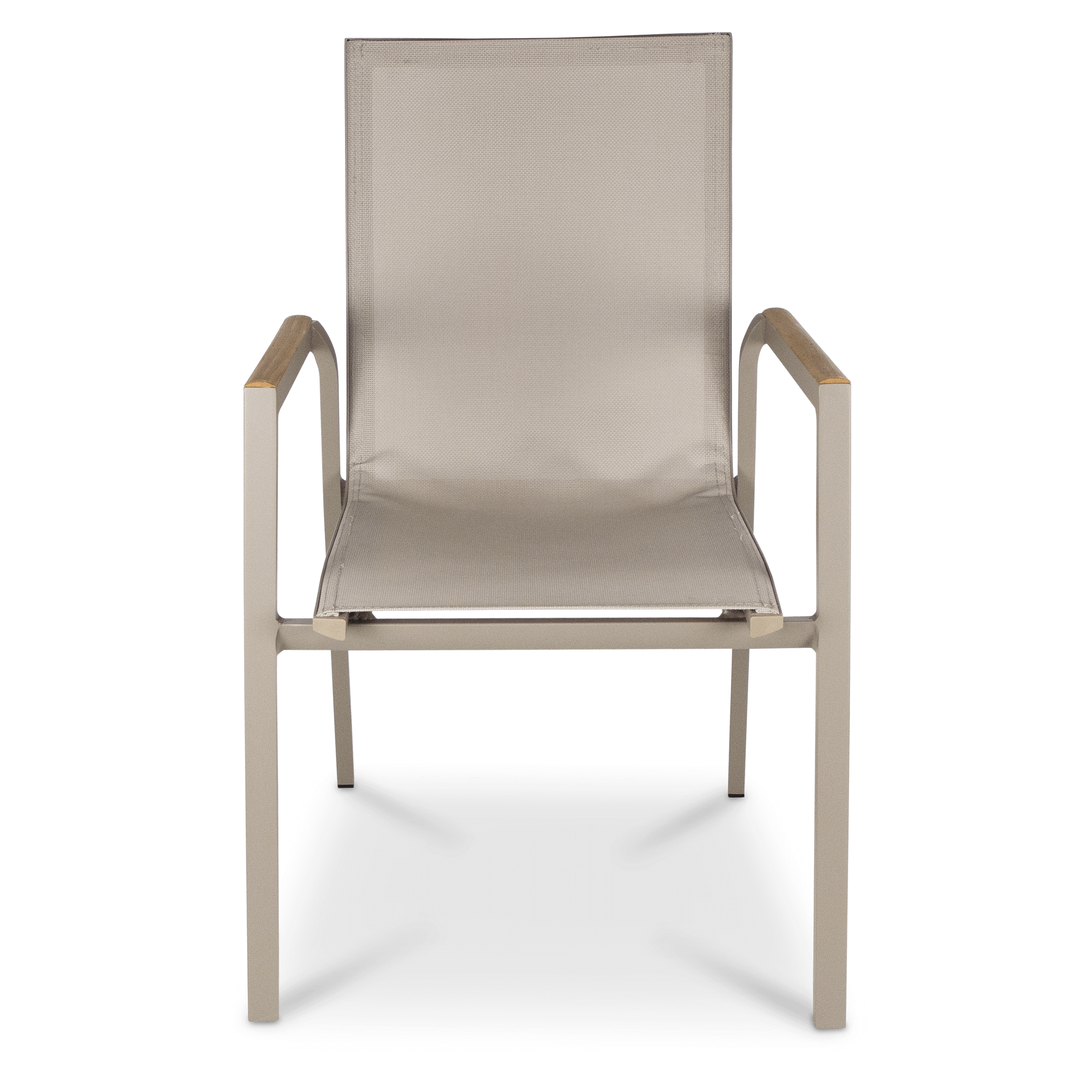 Providence Dining Chair in Taupe Aluminium and Texteline and Teak Arm