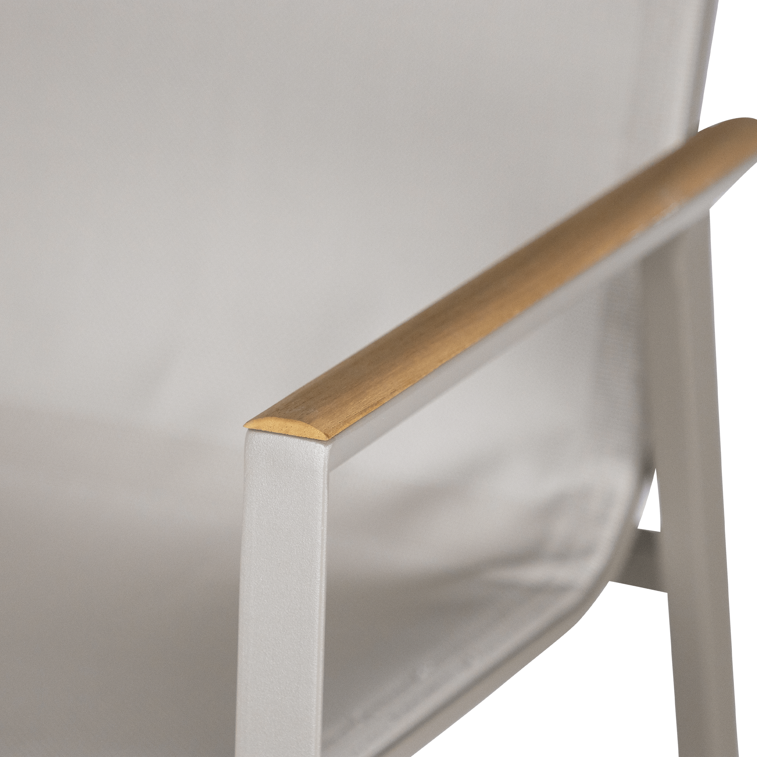 Providence Dining Chair in Taupe Aluminium and Texteline and Teak Arm