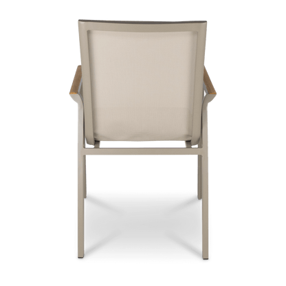 Providence Dining Chair in Taupe Aluminium and Texteline and Teak Arm