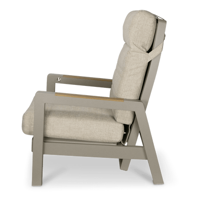Atlanta 3pc Occasional Set with recline function in Taupe with Latte Spun Polyester Cushions and Polywood Accent