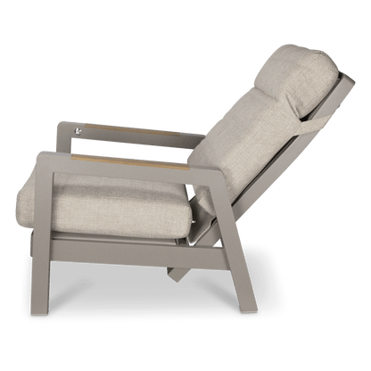 Atlanta 3pc Occasional Set with recline function in Taupe with Latte Spun Polyester Cushions and Polywood Accent