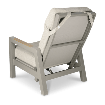 Atlanta 3pc Occasional Set with recline function in Taupe with Latte Spun Polyester Cushions and Polywood Accent