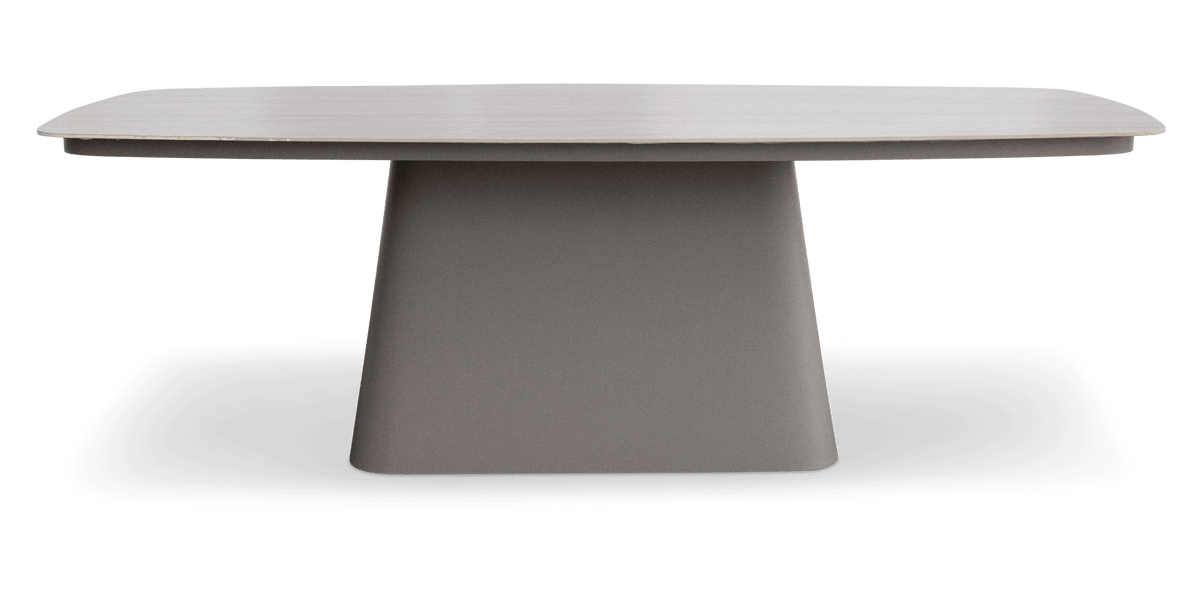 Trieste Dining Table in Taupe Aluminium and Travertine Ceramic Stone