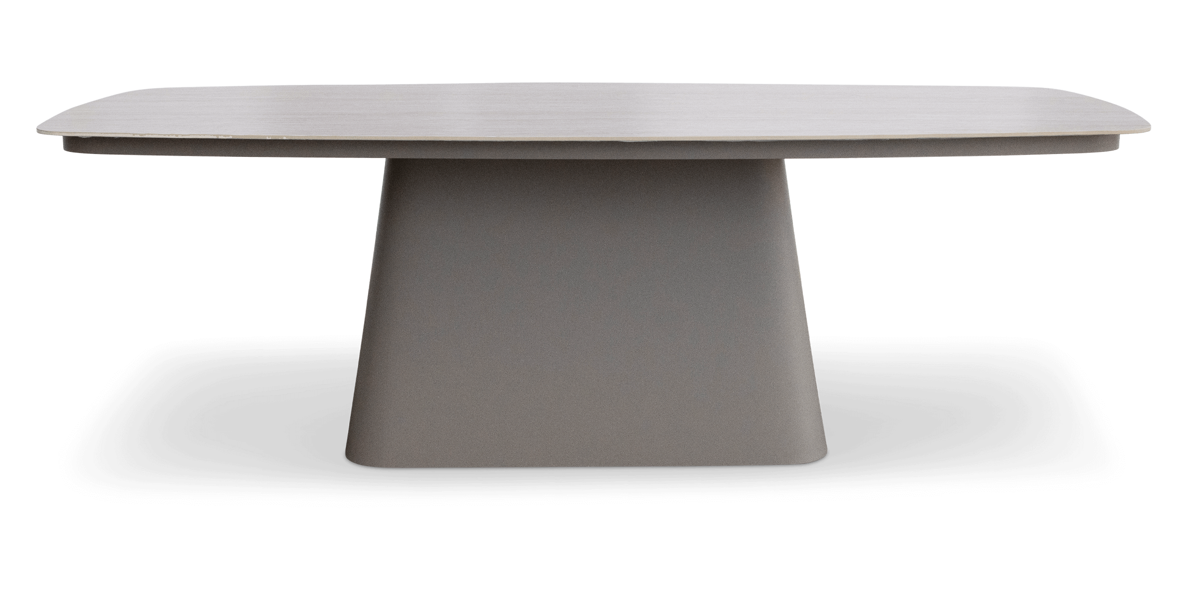 Trieste Dining Table in Taupe Aluminium and Travertine Ceramic Stone