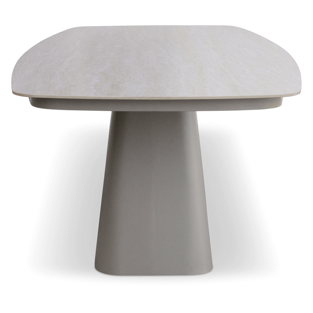Trieste Dining Table in Taupe Aluminium and Travertine Ceramic Stone