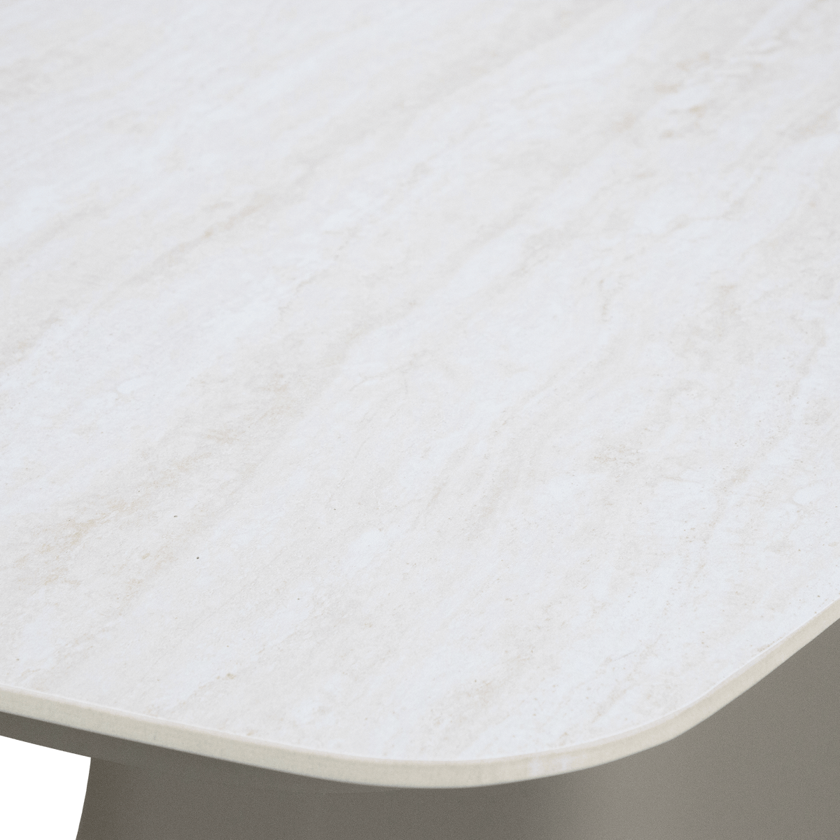 Trieste Dining Table in Taupe Aluminium and Travertine Ceramic Stone