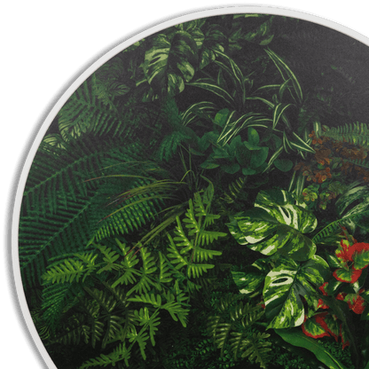 Leaf And Light - 60cm Round Outdoor UV Wall Art with White Aluminium Frame
