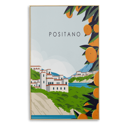 Positano - 60 x 100cm Outdoor UV Wall Art with Beech Aluminium Frame