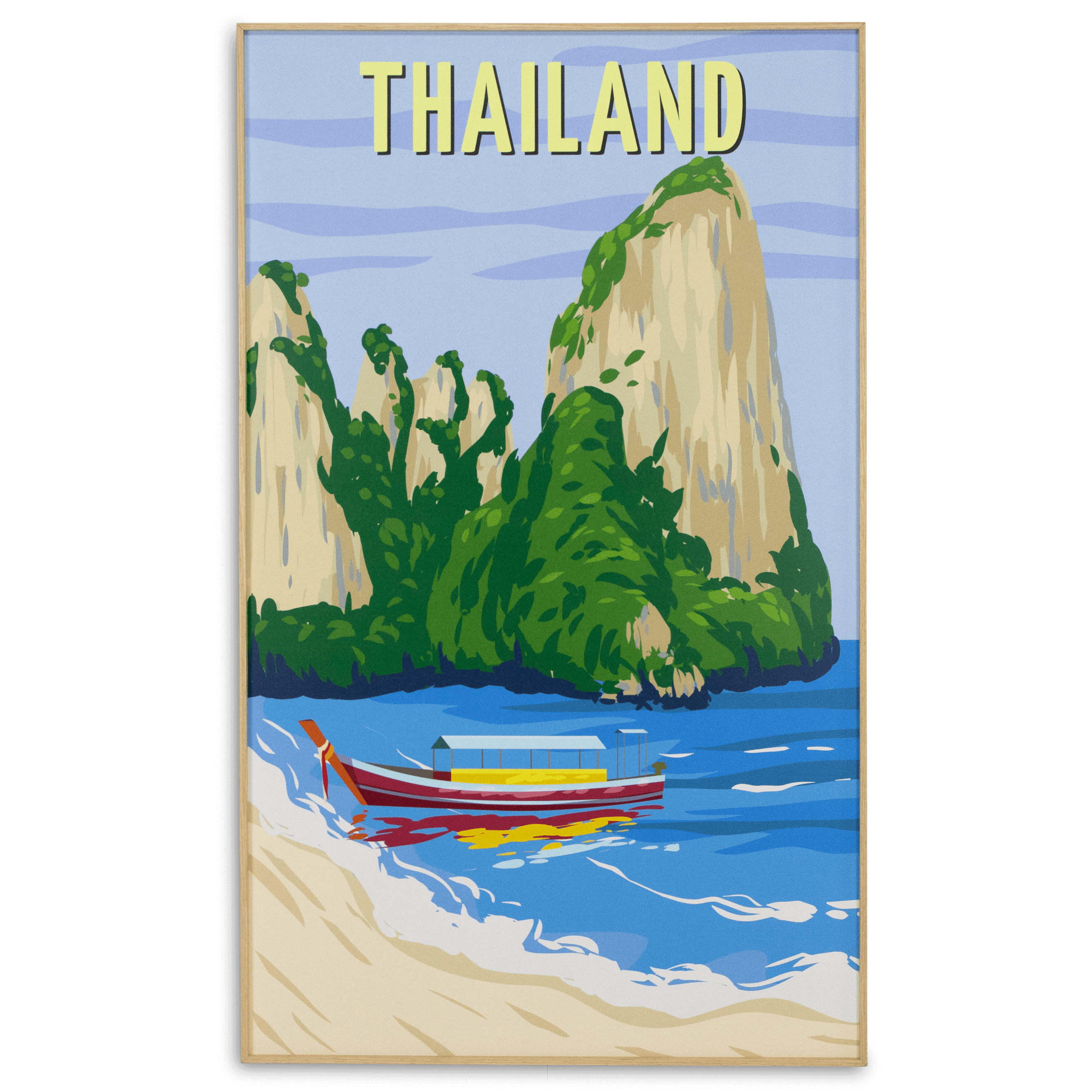 Thailand - 60 x 100cm Outdoor UV Wall Art with Beech Aluminium Frame