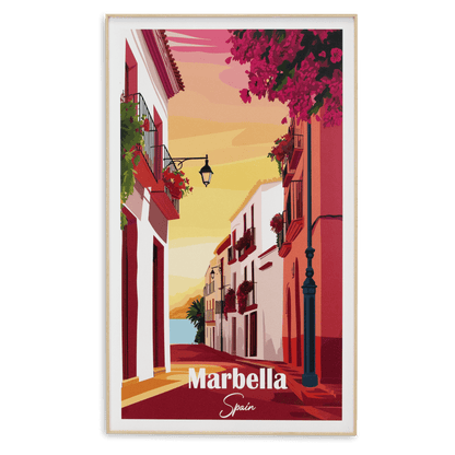 Marbella Spain - 60 x 100cm Outdoor UV Wall Art with Beech Aluminium Frame