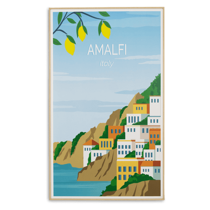 Amalfi Italy - 60 x 100cm Outdoor UV Wall Art with Beech Aluminium Frame