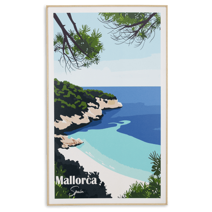 Mallorca Spain - 60 x 100cm Outdoor UV Wall Art with Beech Aluminium Frame