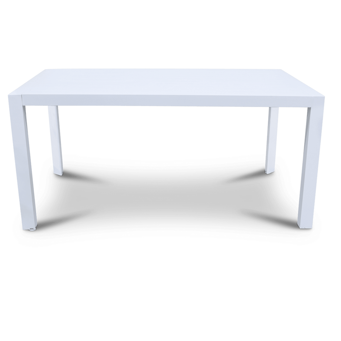 Bahamas Rectangle 7 Piece Outdoor Setting in Arctic White with Rope Chairs
