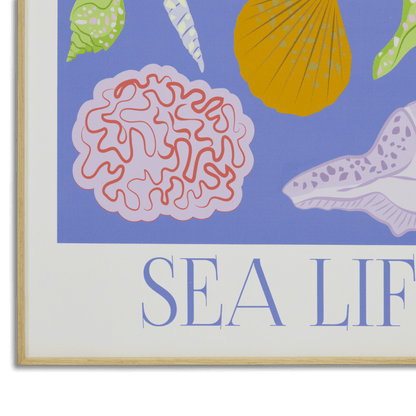 Memory of Summer Sea Life - 60 x 100cm Outdoor UV Wall Art with Beech Aluminium Frame