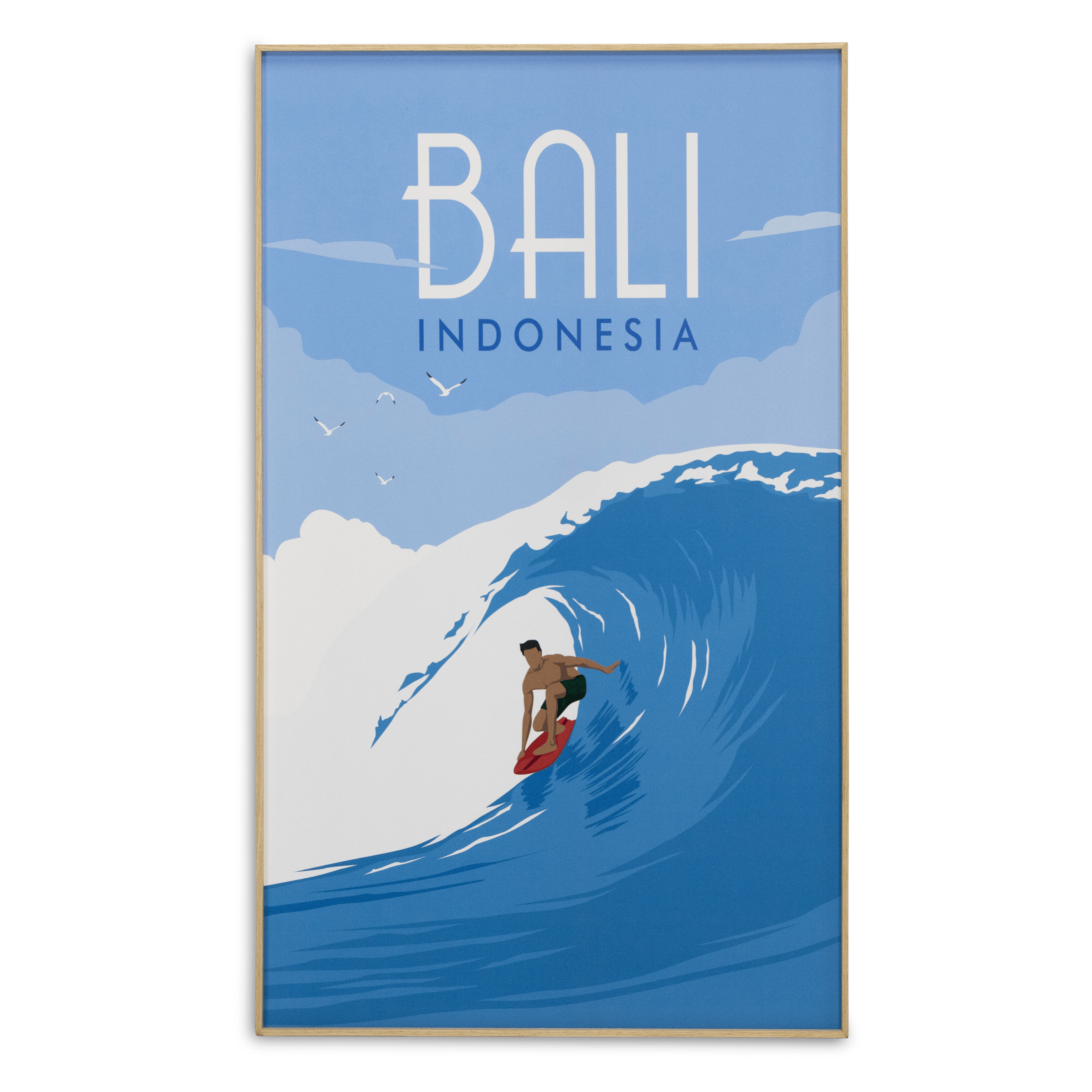 Bali Indonesia - 60 x 100cm Outdoor UV Wall Art with Beech Aluminium Frame