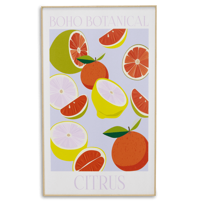 Boho Botanical Citrus - 60 x 100cm Outdoor UV Wall Art with Beech Aluminium Frame
