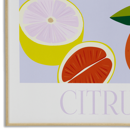 Boho Botanical Citrus - 60 x 100cm Outdoor UV Wall Art with Beech Aluminium Frame