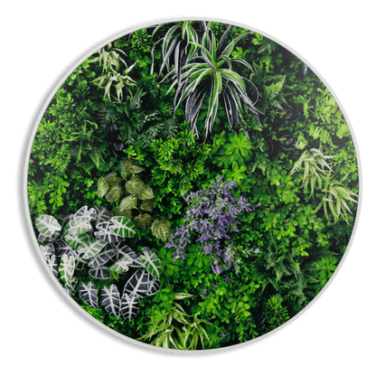 Garden View - 80cm Round Outdoor UV Wall Art with White Aluminium Frame