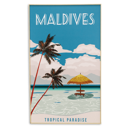Maldives Tropical Paradise - 60 x 100cm Outdoor UV Wall Art with Beech Aluminium Frame