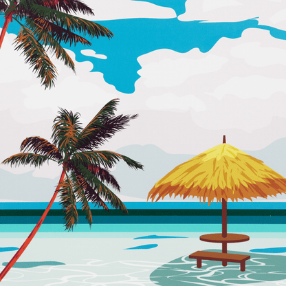 Maldives Tropical Paradise - 60 x 100cm Outdoor UV Wall Art with Beech Aluminium Frame