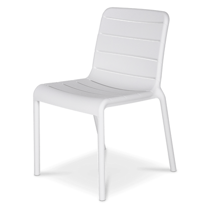 Bahamas Rectangle 7 Piece Outdoor Setting in Arctic White with Aura UV Plastic Outdoor Chairs (PP)