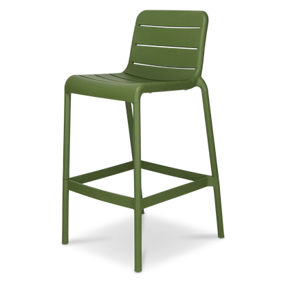 Santorini 5pc Bar Suite in Arctic White with UV Plastic Outdoor Bar Stools