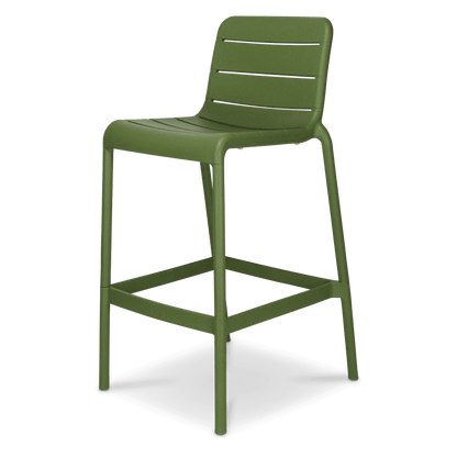 Amalfi 7pc Bar Suite in Arctic White with UV Plastic Outdoor Bar Stools