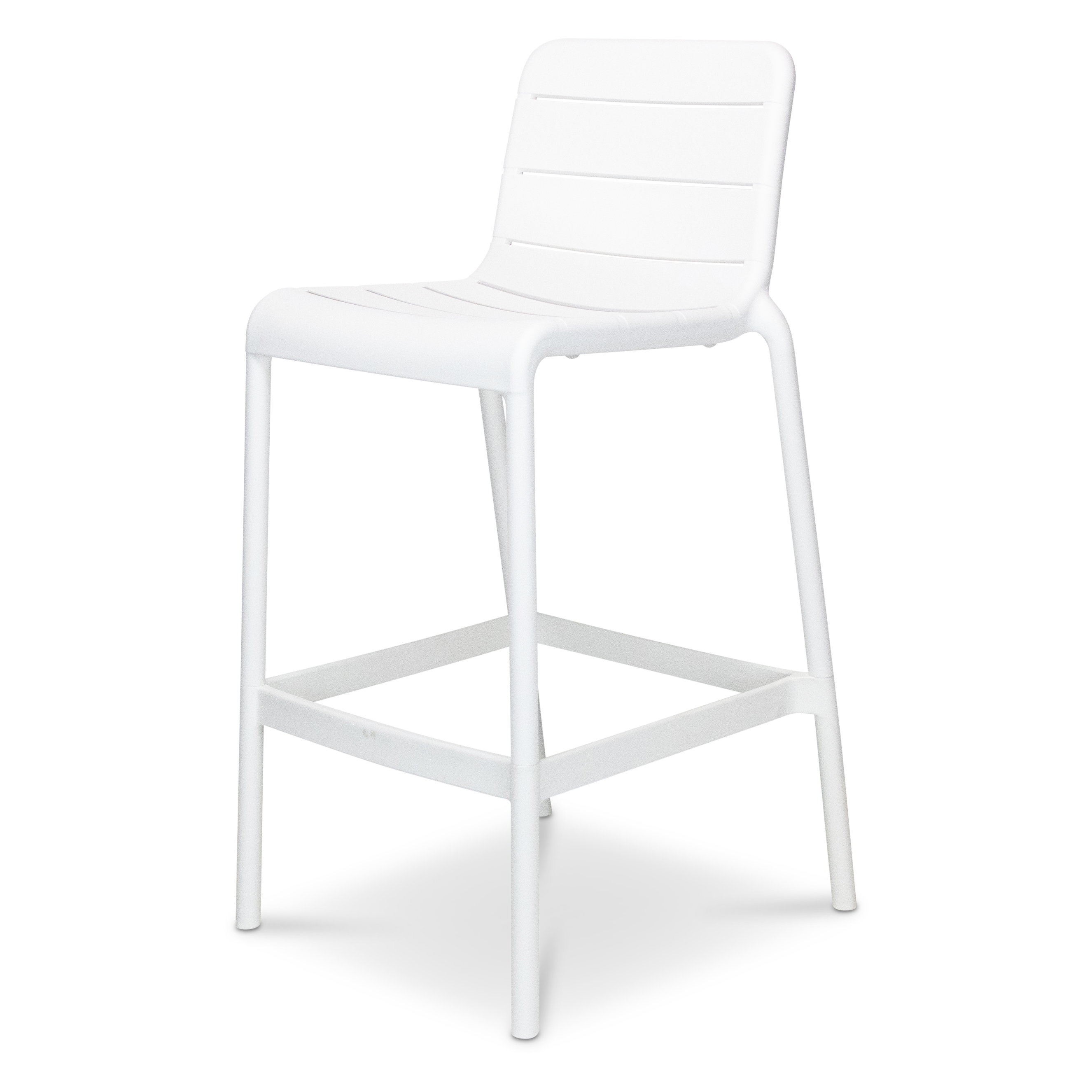 Santorini 5pc Bar Suite in Arctic White with UV Plastic Outdoor Bar Stools