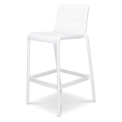 Santorini 5pc Bar Suite in Arctic White with UV Plastic Outdoor Bar Stools