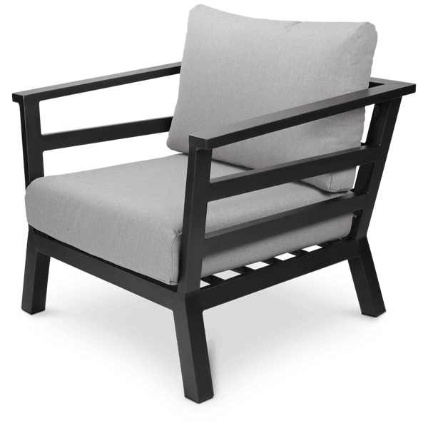 Aveiro Outdoor Armchair in Gunmetal Grey with Stone Olefin Cushion