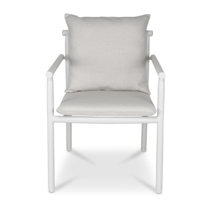 Havana Dining Chair in Arctic White with Dune Rope Inlay and Olefin Cushions